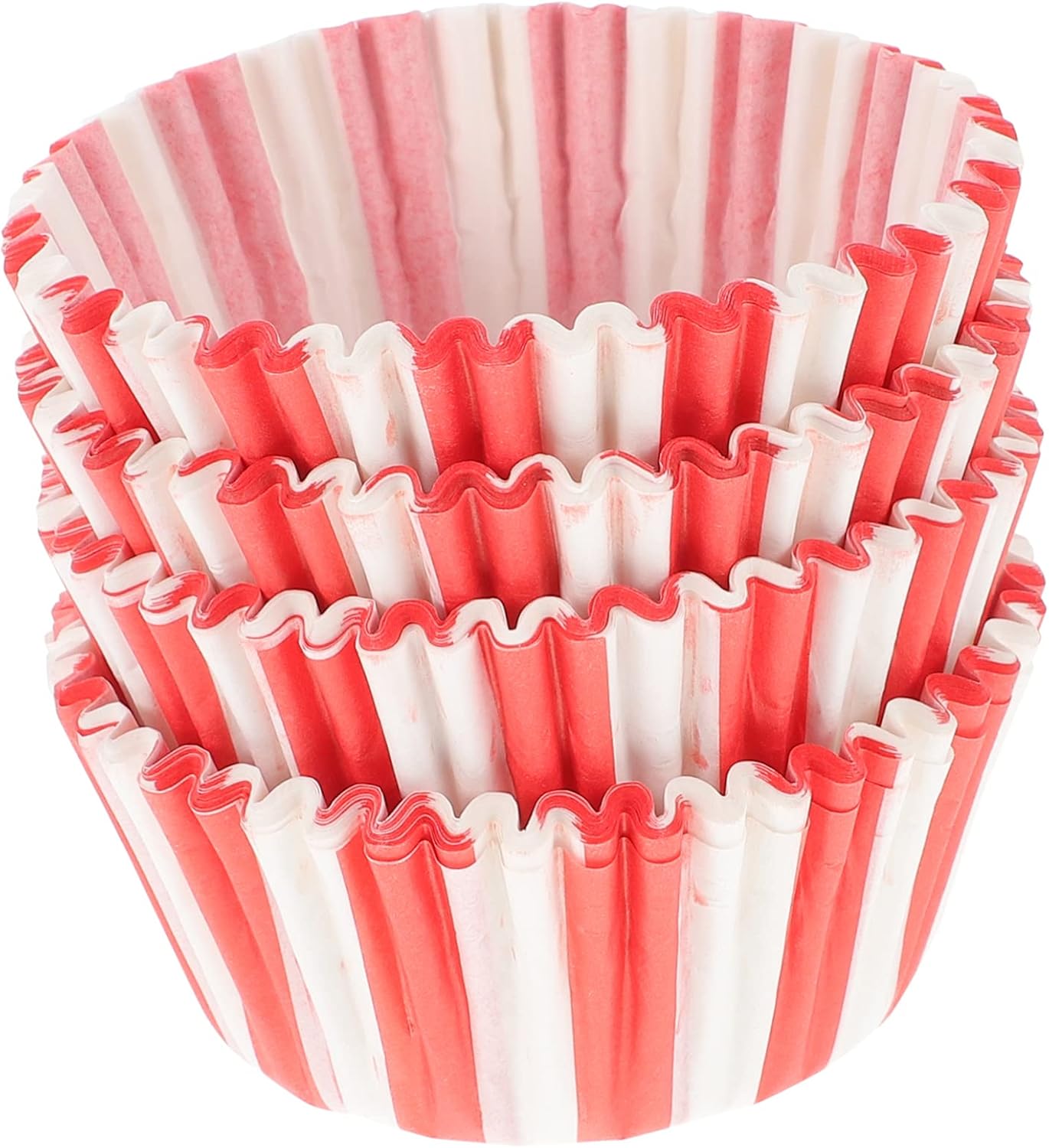 Red and White Stripes Muffin Cups Cupcake Liners for Oven Baking Oil-Proof Paper Baking Cups for Small Cupcakes Candies Truffles Strawberries 2.55 X 2.55 X 1.06 in