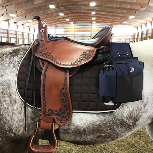 Vista 23 de Harrison Howard Equestrian Western Saddle Bag Nylon Botella de agua/engranaje Portador Conveniente Saddle Bag Negro