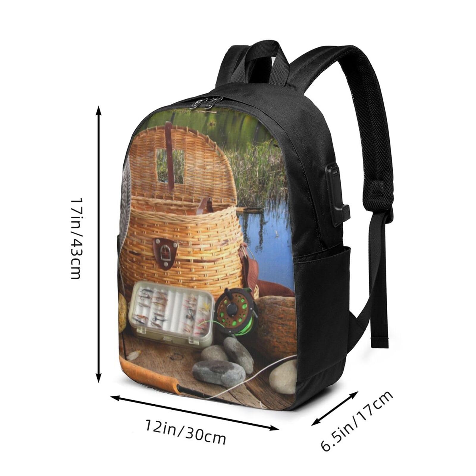 Skull Singing with Guitar Printed Laptop Backpack Porta USB 17