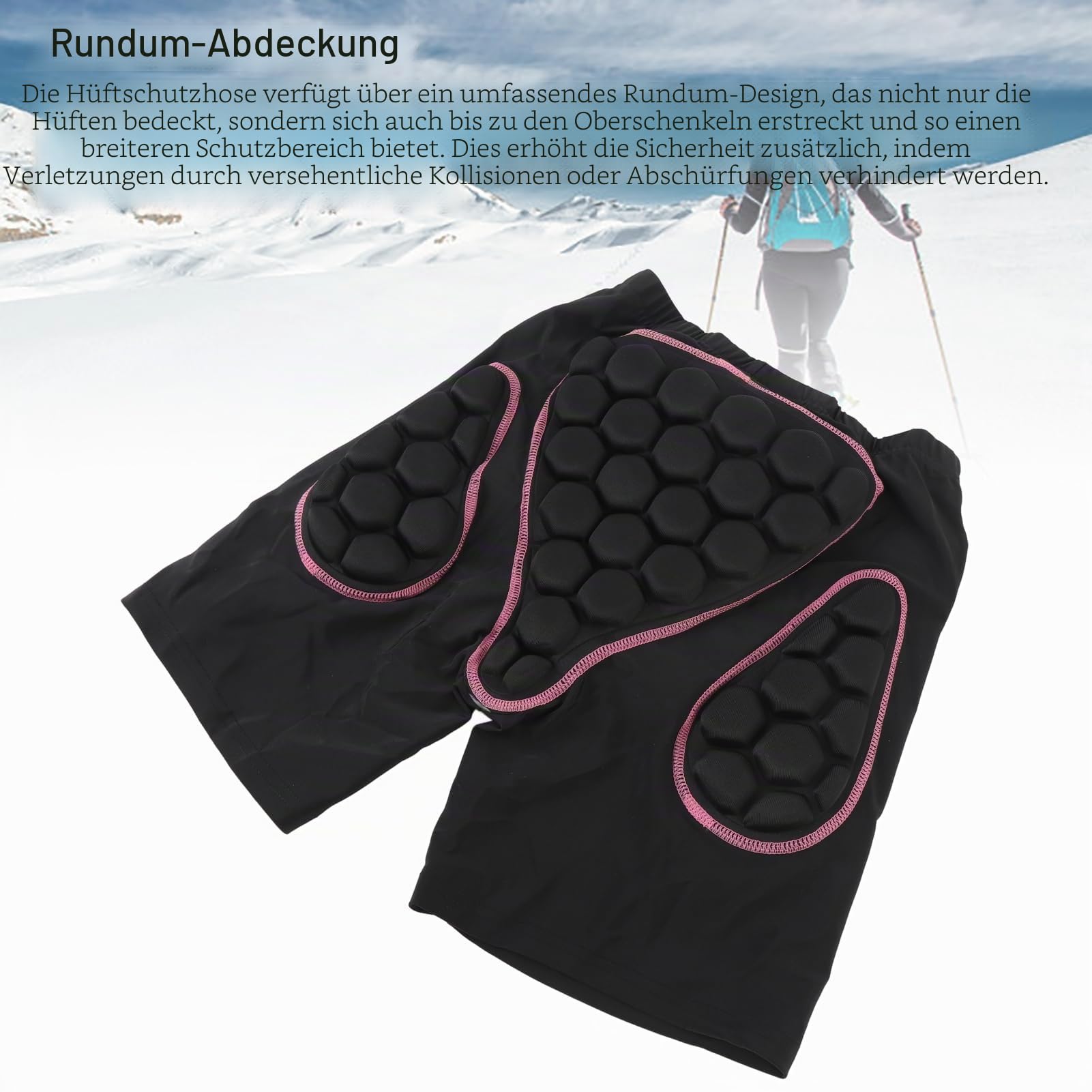 Snowboardhose, 3D-Hüftschutzpolster, Gesäßpolster, Hüftschutzhose, Verdickte Schwamm-Skihose für ältere Frauen, Crash-gepolsterte Snowboard-Shorts, Snowboard-Schutzausrüstung (S)