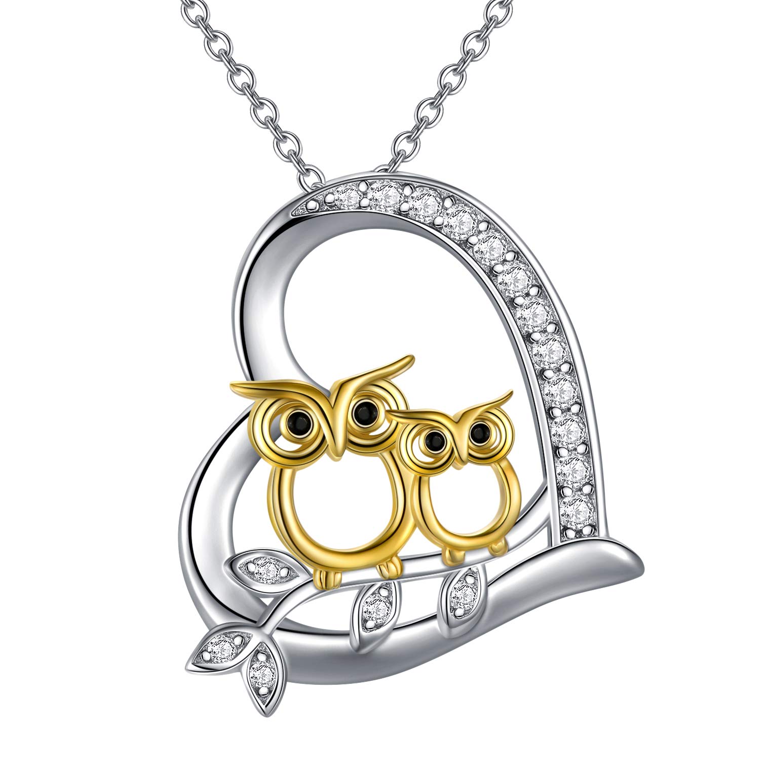 Collar con Colgante de Búho para Mujeres en Plata de Ley 925 Colgante de Corazón de Animales Joyas para Madre Regalo para el Día de la Madre Regalo de Cumpleaños para mamá