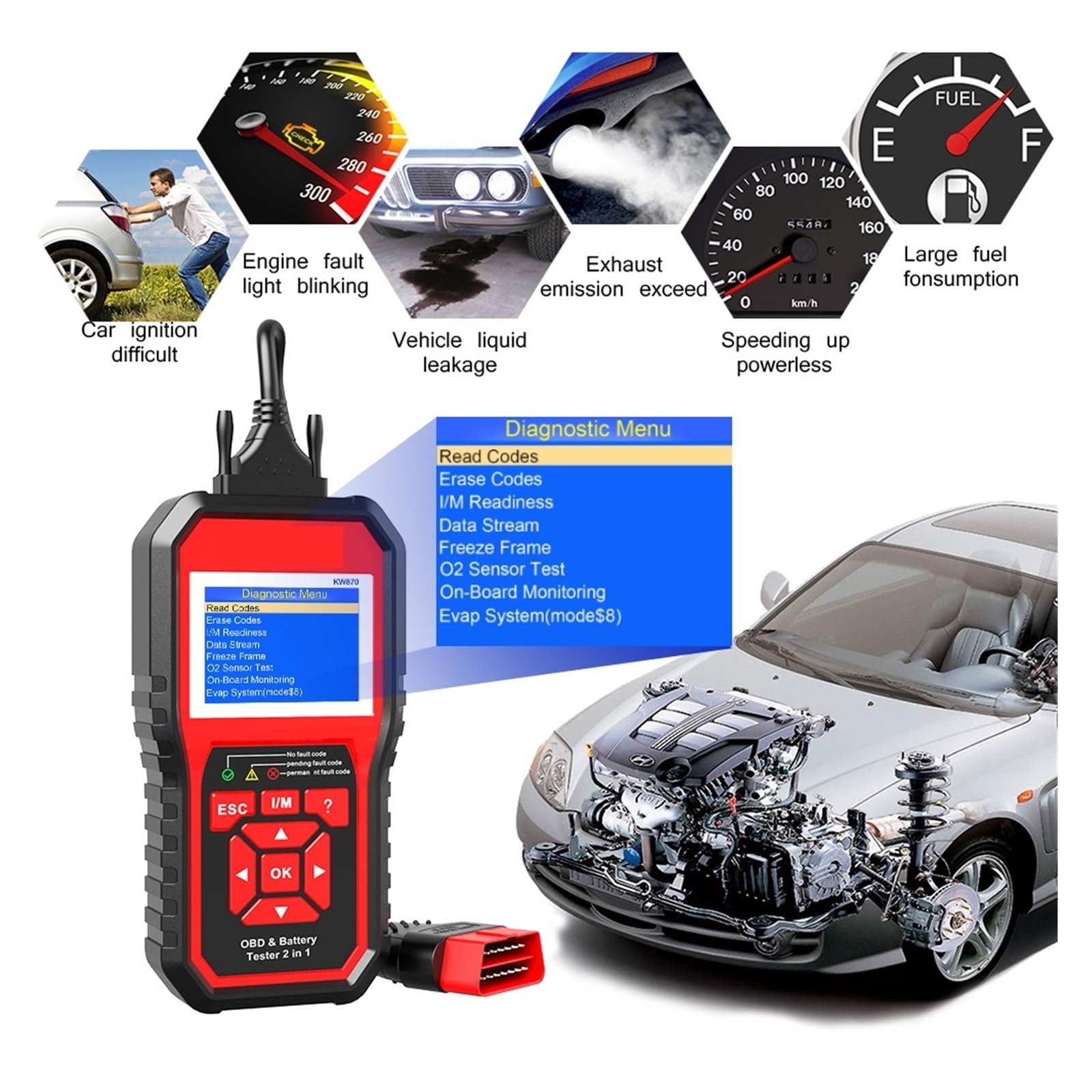 Probador De Batería Motocicleta Y Coche 6V 12V, Herramienta Diagnóstico, Escáner, Función 2 En 1, Herramientas Prueba Carga Arranque Detección Rápida Precisa