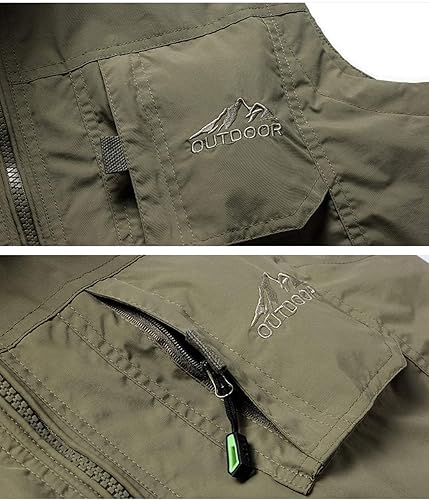 Miniatura 4 de Flygo Chaleco de pesca ligero para hombre con múltiples bolsillos para viajes al aire libre