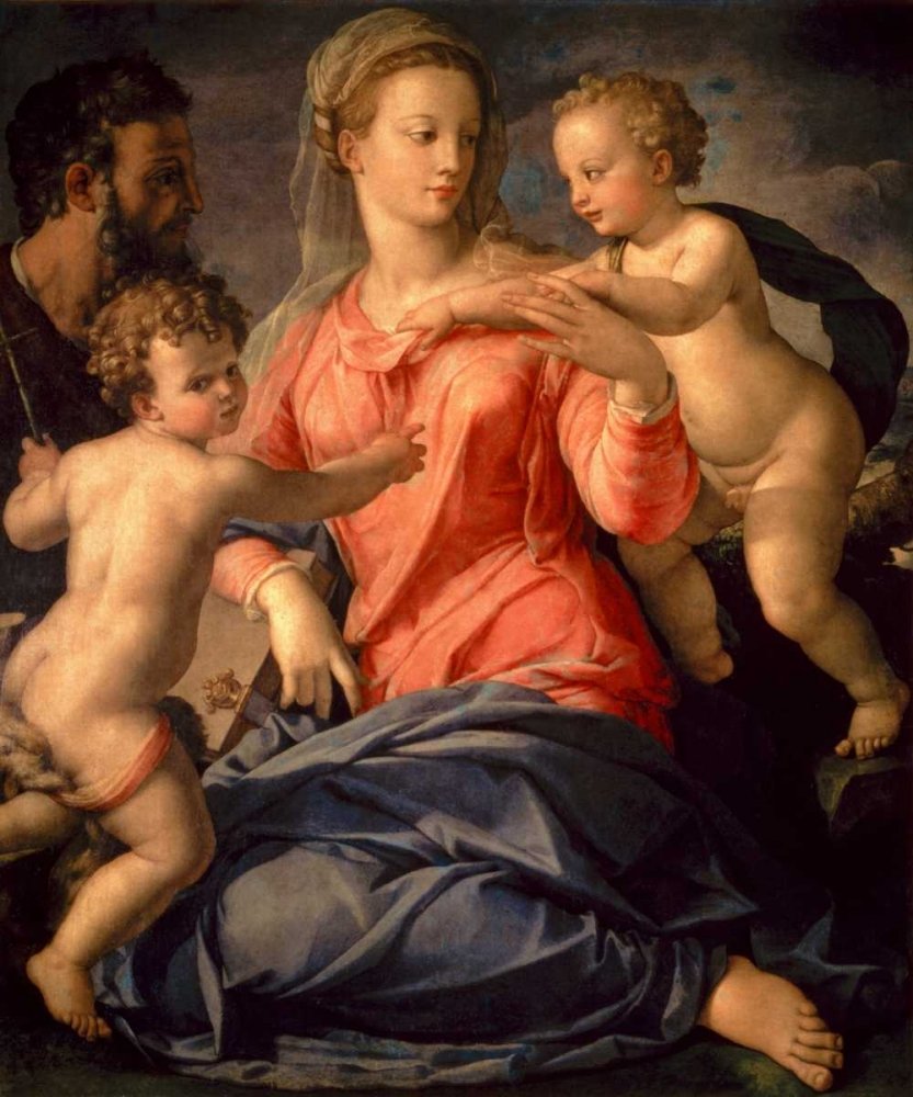 ART-PRINT-on-matte-paper-220gr- Święta Rodzina Bronzino Agnolo - Sztuka dziecięca pionowa Obraz dzieci religia i duchowość Sztuka drukowana 28_X_23_in