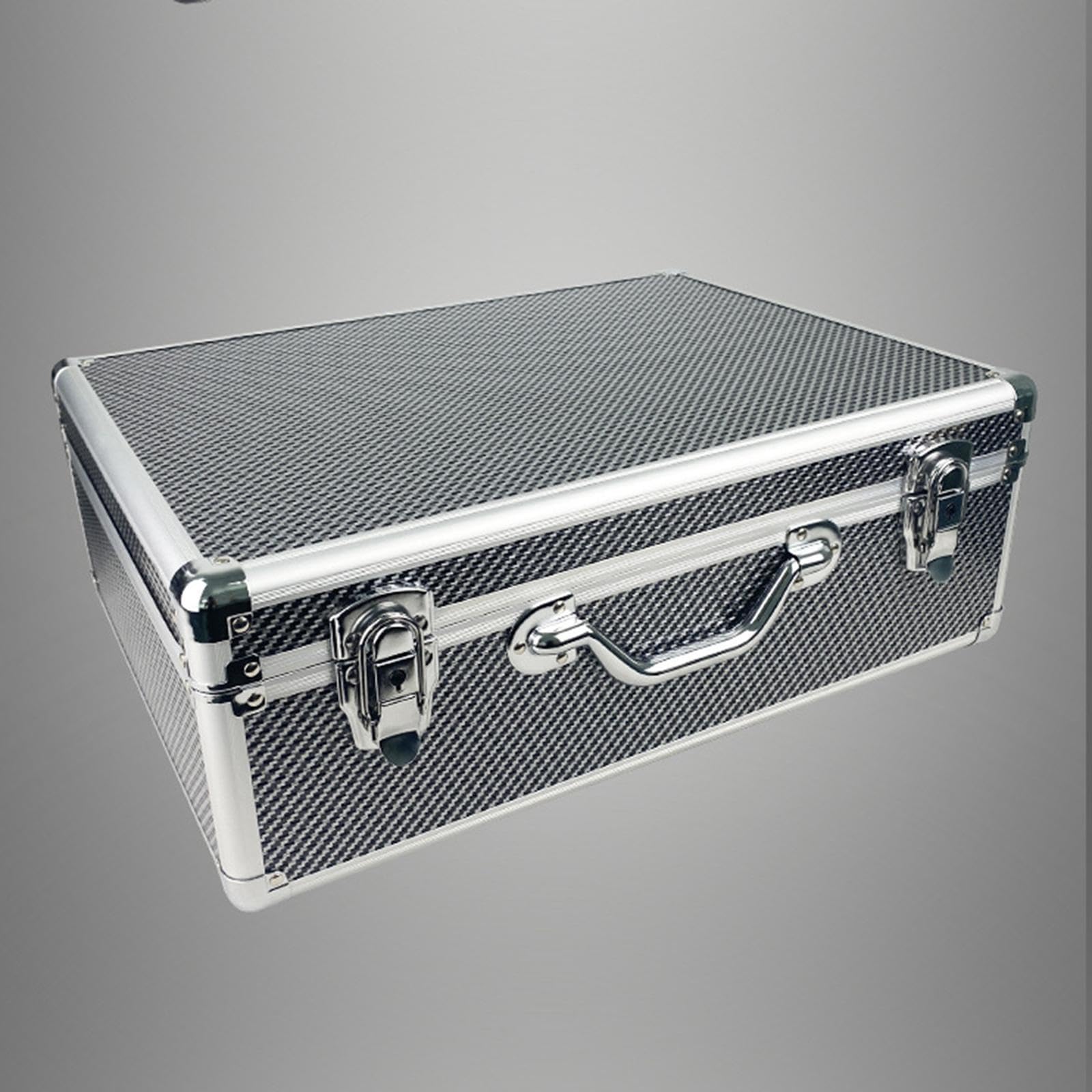 Maletín de Transporte Manual, Estuche de Almacenamiento, Estuche para Equipos, Maleta con Estructura de Aleación Y Acolchado de Espuma Protectora para, Plata, 36 X 26 X 15 Cm