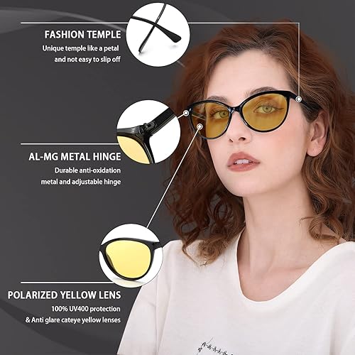 Miniatura 2 de TJUTR Gafas de visión nocturna para mujer, gafas polarizadas de conducción nocturna que reducen el deslumbramiento, gafas nocturnas con protección