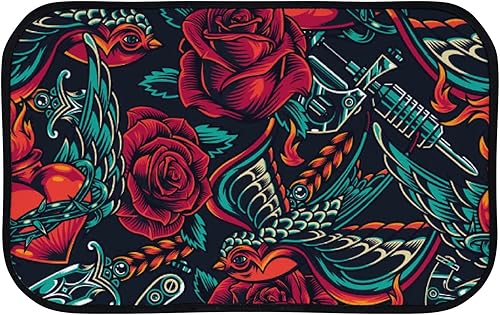 Alfombras de espuma suave, diseño retro de tatuaje, lavables, antideslizantes, alfombras de cocina para decoración del hogar, interiorexterior, 23.6