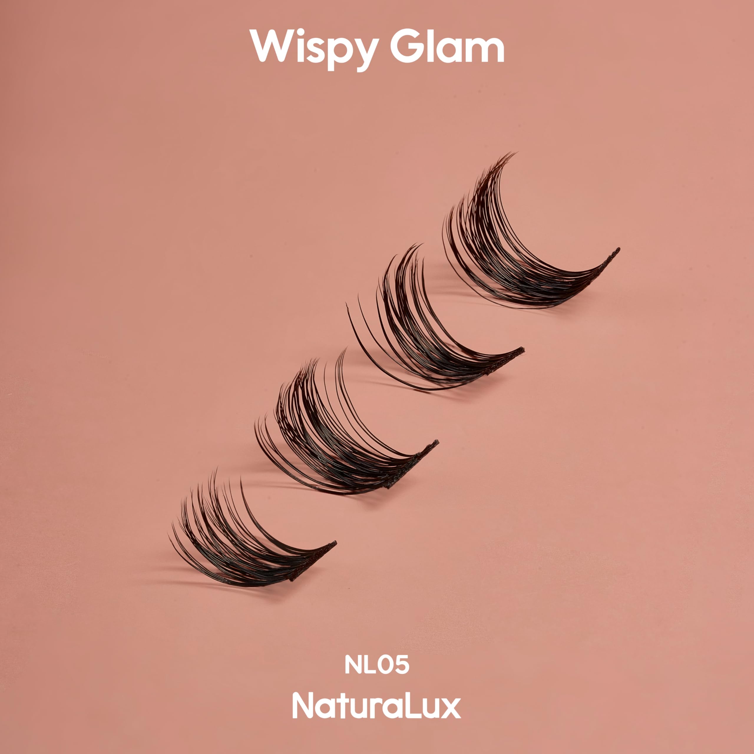 NATURALUX Wispy Glam Mixed Lash NL05; 10 mm, 12 mm, 14 mm, 16 mm; 144 całkowita liczba; sztuczne rzęsy, pojedyncze rzęsy, przedłużanie rzęs, klastry rzęs, D curl