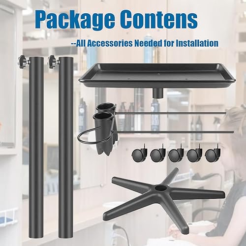 Miniatura 6 de LOYALHEARTDY - Bandeja de aluminio con ruedas para peluquería y peluquería para almacenamiento, para colorear el cabello, estación de servicio de