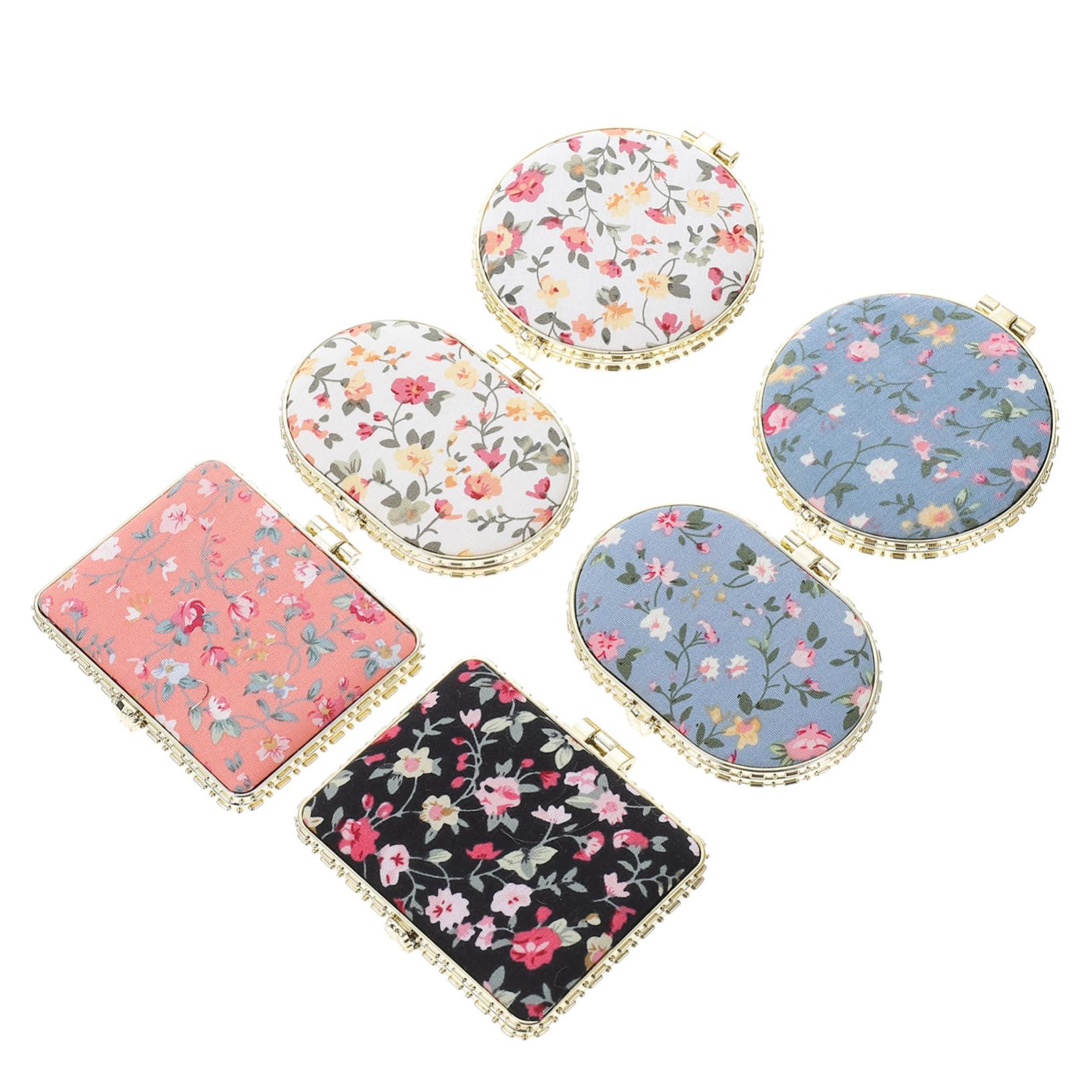Miroir pliable double face compact minkissy lot de 6 miroirs de poche imprimés pour femme