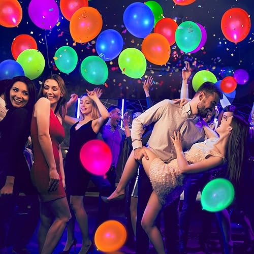 Miniatura 7 de 100 globos de neón UV, globos de fiesta de neón que brillan en la oscuridad, globos de luz negra UV que brillan en la oscuridad para decoraciones de