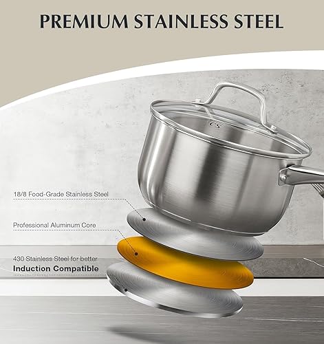 Miniatura 2 de KOCH SYSTEME CS Juego de ollas y sartenes de acero inoxidable, 10 piezas de utensilios de cocina de acero inoxidable para cocina profesional, juegos