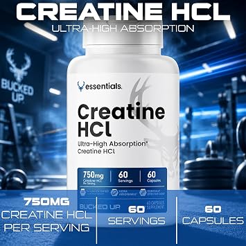 Bucked Up - Creatine HCL, 750mg Serving - 60 Servings (60 Capsules)