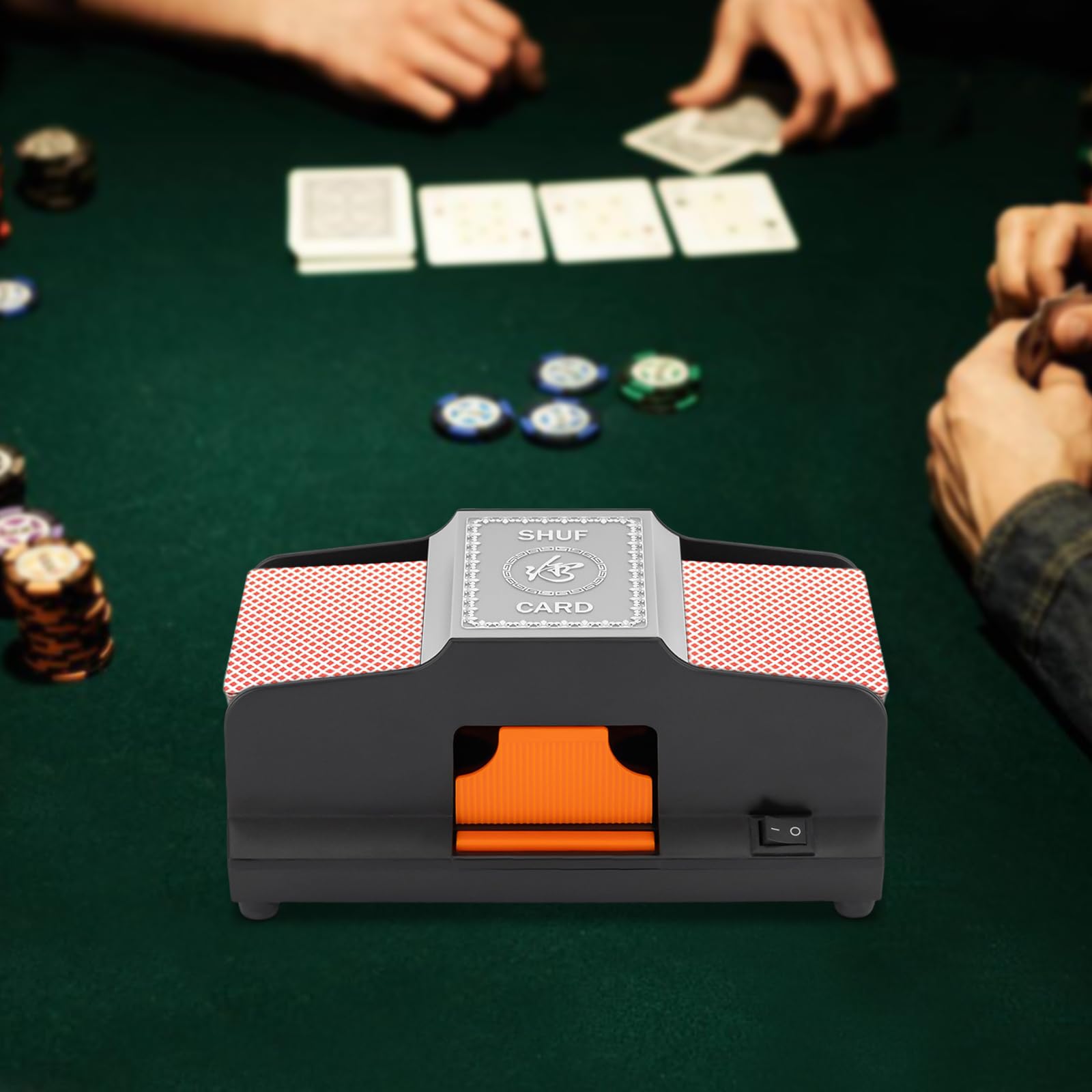 BANLICALI Card Shuffler 2 Deck, Automatic Card Shuffler Rechargeable Playing Card Shuffler Hybrid Model Shuffler for Home Card Games, Blackjack, Party Club Black