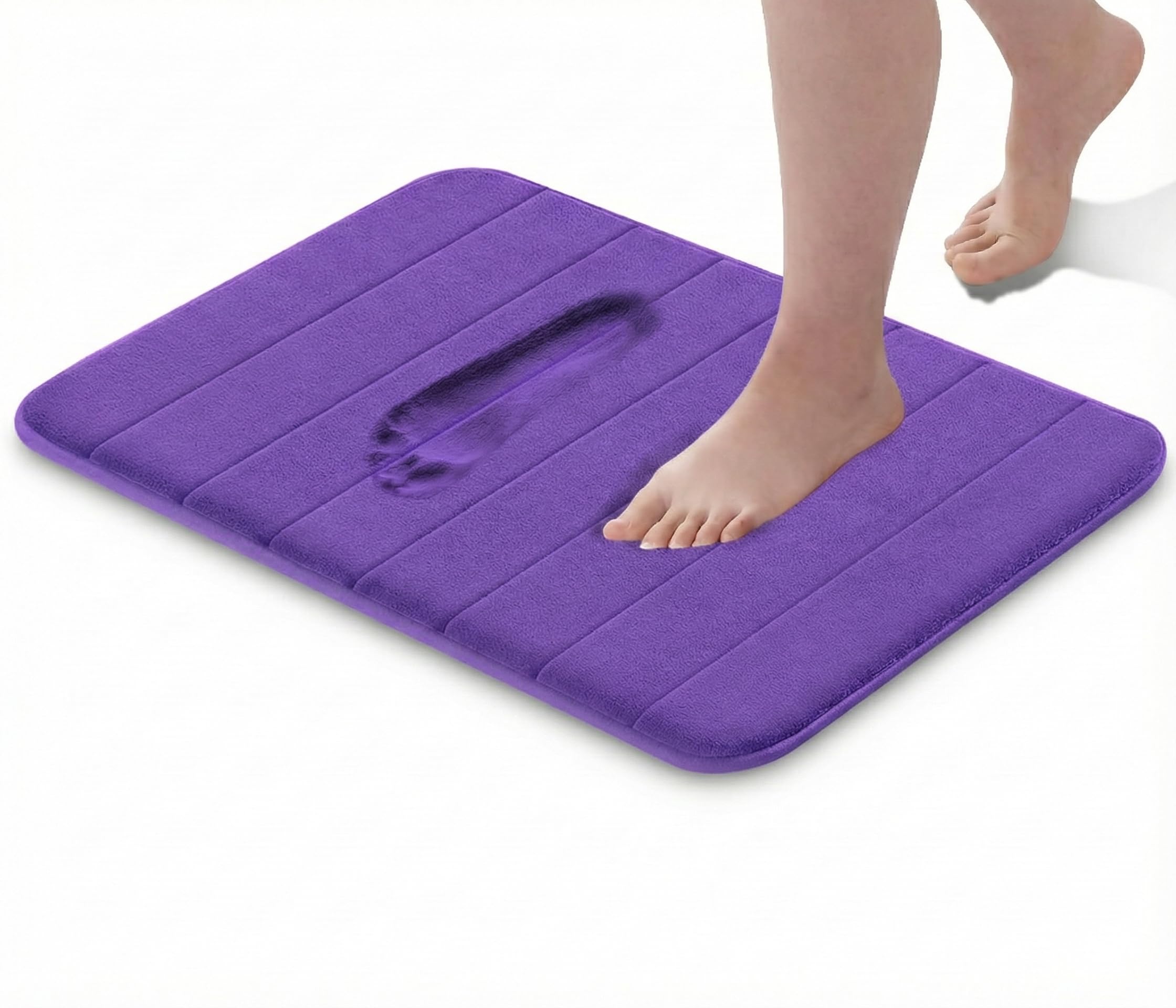 GVTECH Memory Foam Bath Mat, (1 Pack) Non-Slip Back, 40x60 cm Fleece Softness, Highly Absorbent, Bathroom Carpet, Super Soft Microfiber Bath Rug, Rectangle, Easy to clean Mat, Purple