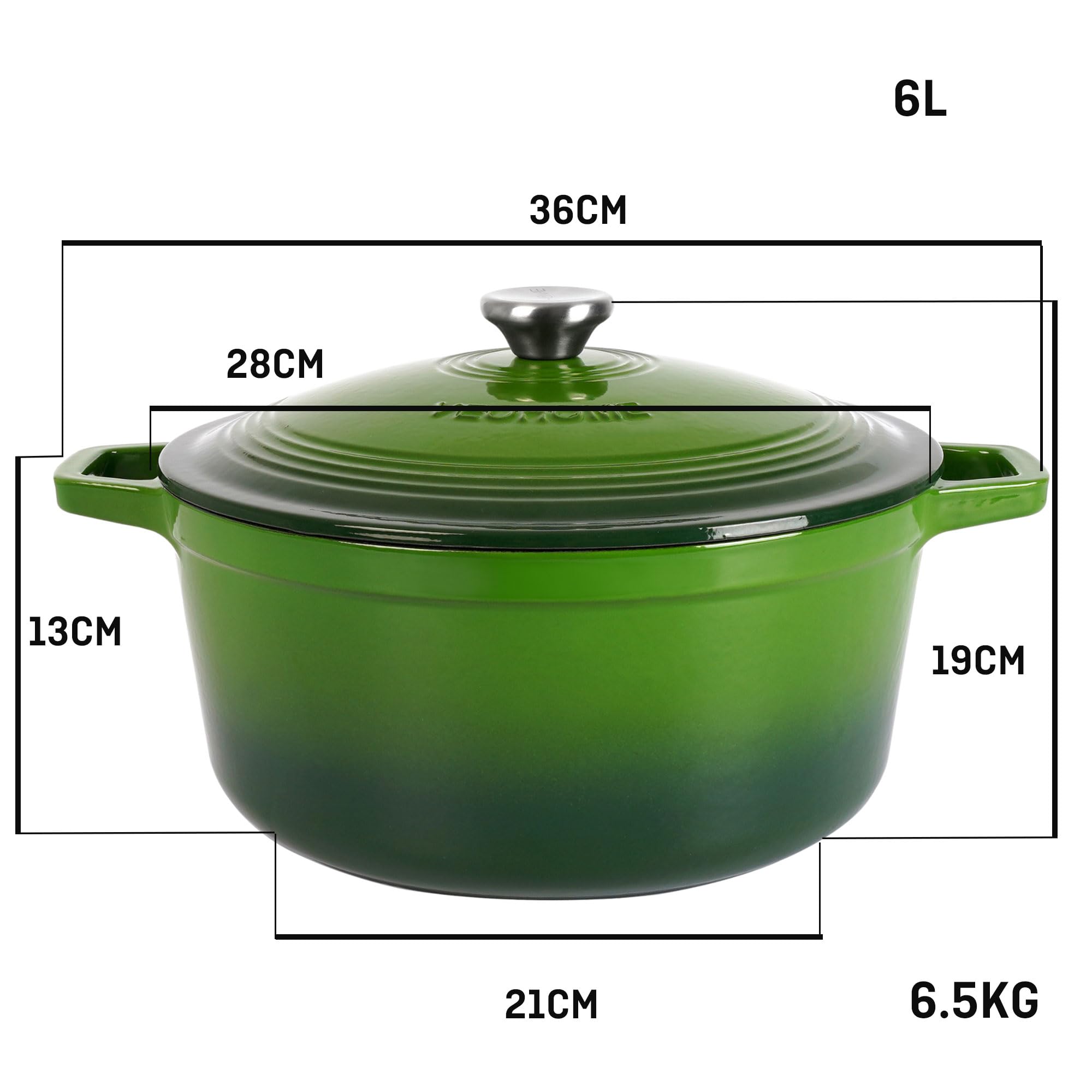 VeoHome geëmailleerde gietijzeren braadpan, kookpan, geschikt VeoHome geëmailleerde gietijzeren braadpan, kookpan, geschikt