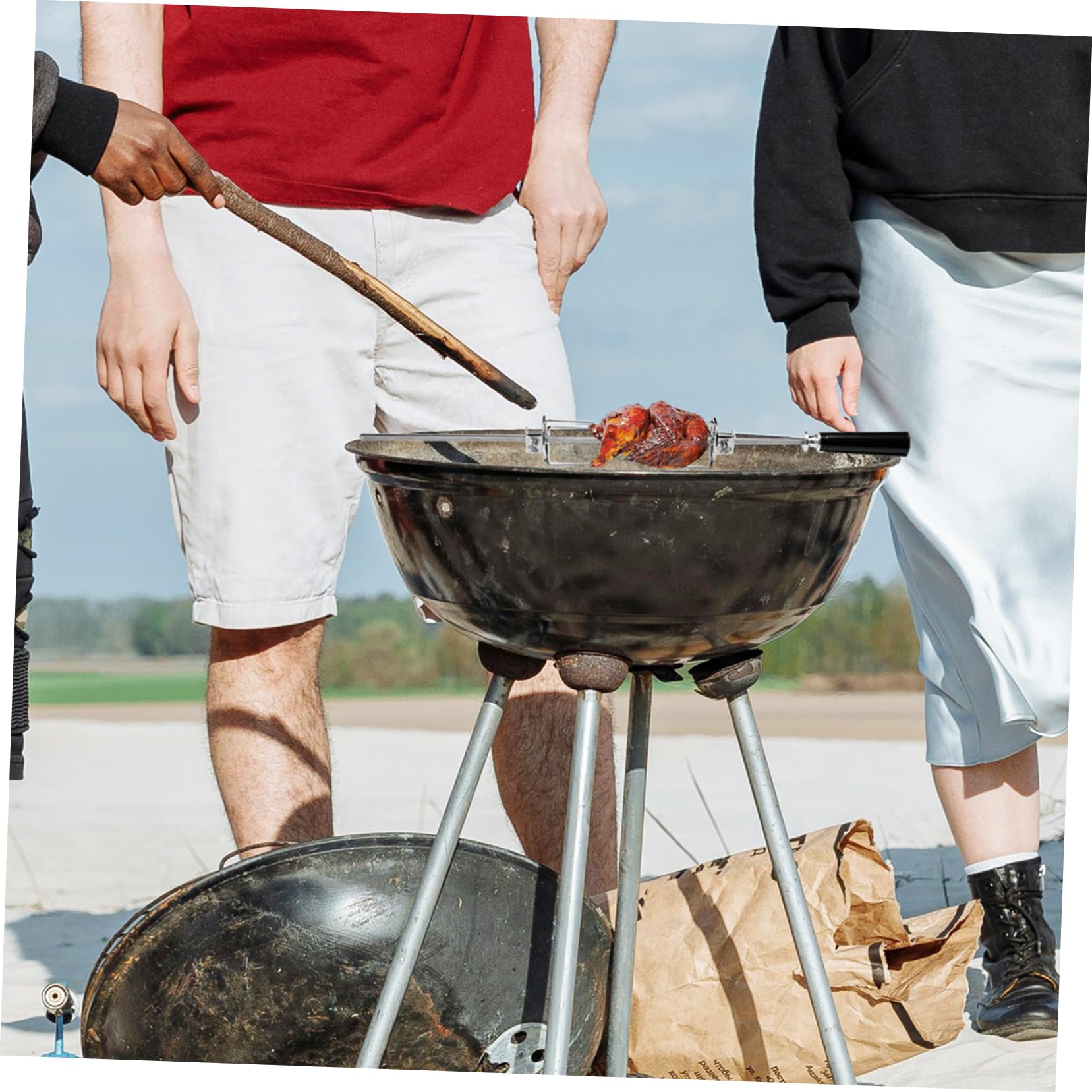 HANABASS 4pezzi Forchette Rotanti Inossidabile Per Grigliate Per Arrosti e Utensile Versatile Per Friggitrice Ad e Bbq