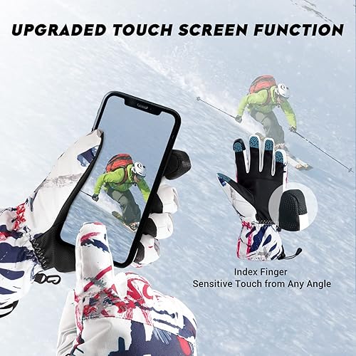 Vista 4 de ATERCEL Ski Gloves Men Women Waterproof, 2022 Updated Touchscreen Snow Gloves, Snowboard Gloves for Cold Weather