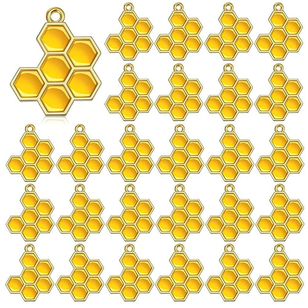 Bijoux en nid d'abeille à dos plat : lot de 60 pièces mini charmes pour création de colliers