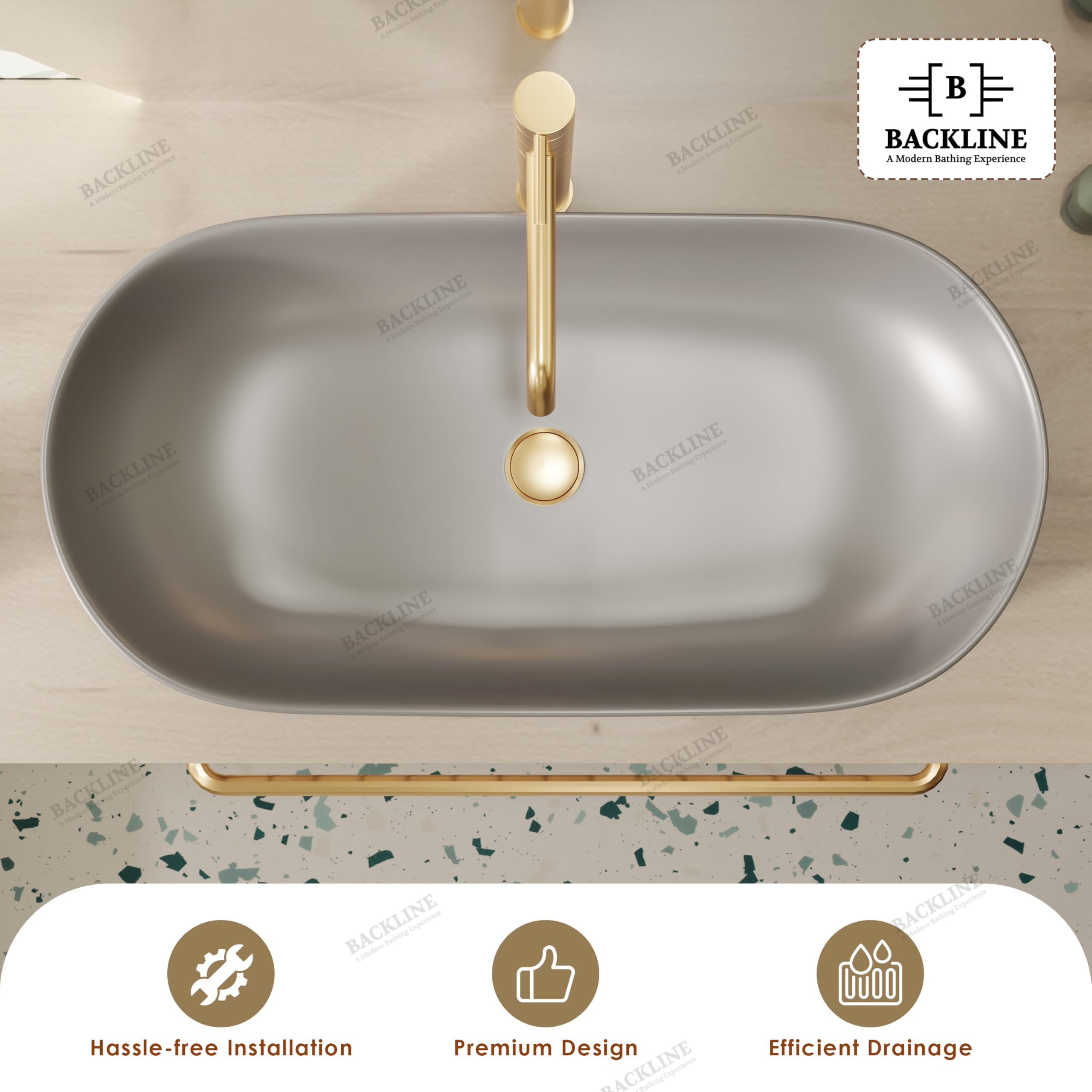 B Backline Ceramic 31.5 Inch Big Basin | Table Top Wash Basin | Counter Top Wash Basin For Bathroom & Living Room 31.5 X 16 X 5 Inches (Grey Matt)