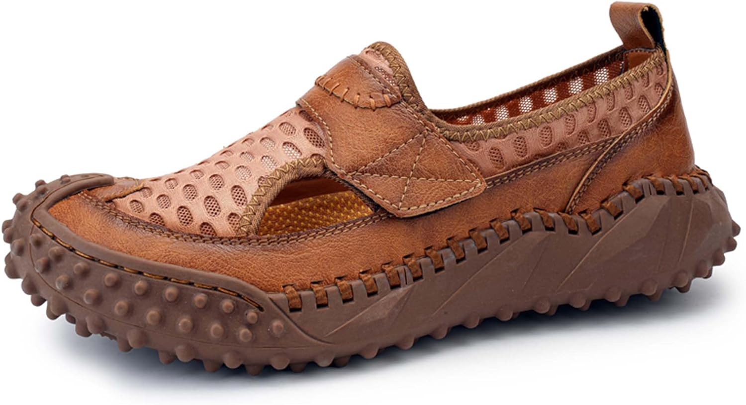 Men's Sports Closed Toe Sandals Leather Sandals Outdoor Hiking Sandals Summer Beach Shoes Water Sandals Breathable Anti-slip,Hand Sewn - Comfortable Walking