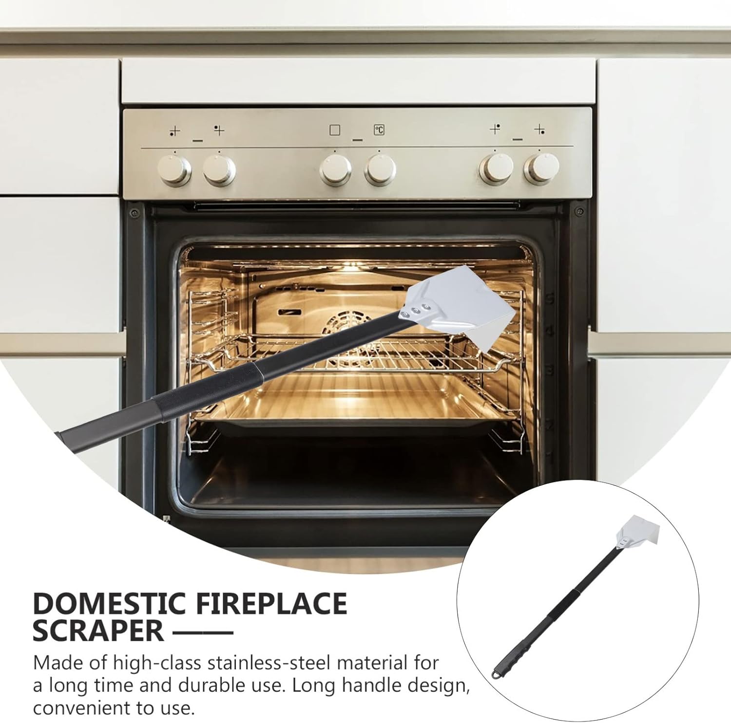 OUNONA BBQ Ash Tool Poker Charcoal Grill Ash Rake Hoe BBQ Cleaner Poker Scraper for Fireplace Stove Pizza Oven Cleaning Tool Accessories