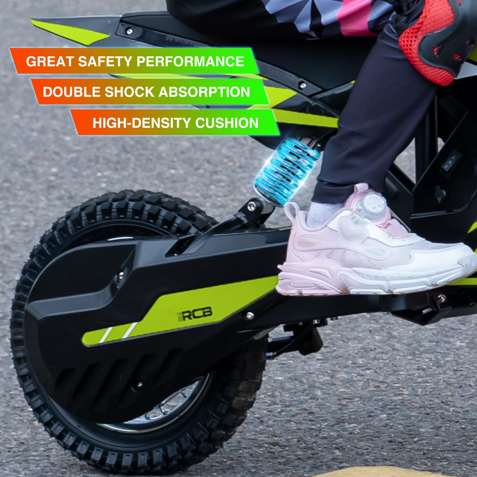 RCB TECH R9X Motocicletta elettrica per bambini, Motore potente, 3 modalità di velocità, Max 25 km/h, 5,2Ah Batteria, Portata massima 17 km, Pneumatici da 12 pollici, Moto da cross per Bambini