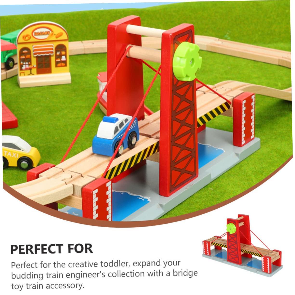 Selbstgemacht Spielzeug mit Zugbrücke, Rot, Kunststoff Holz, 1 Satz | Eisenbahnbrücke für Holz Zugbahnen, Leicht Aufzubauen, Kreatives Modellspielzeug für Kinder und Kleinkinder