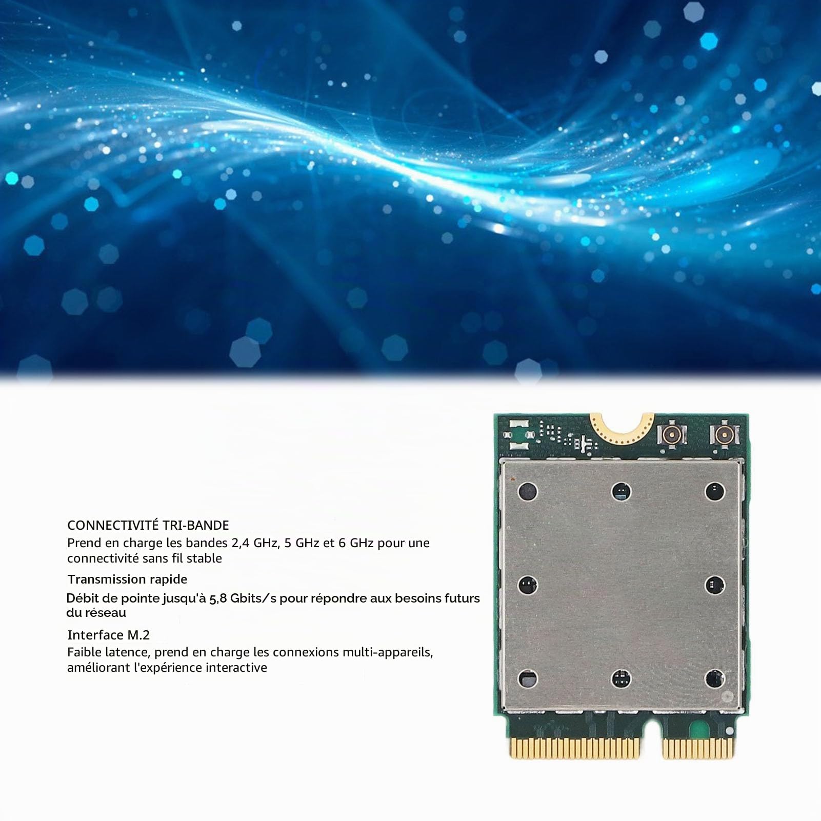 Module Réseau sans Fil, Carte Réseau sans Fil WiFi7 5,8 Gbit/s 2,4 G 5 G 6 GHz Triple Bande M.2 Bluetooth 5.3 QCNCM865 Carte de fidélité sans Fil pour 11
