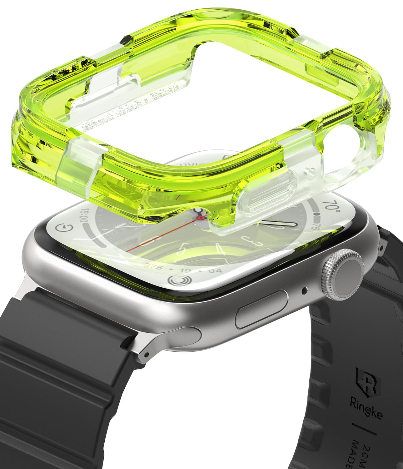 Ringke Fusion Bumper Compatible with Apple Watch 9/8 / 7 45mm, SE / 6/5 / 4 44mm Case, Double Layer Rugged Bumper Cover - Neon Green
