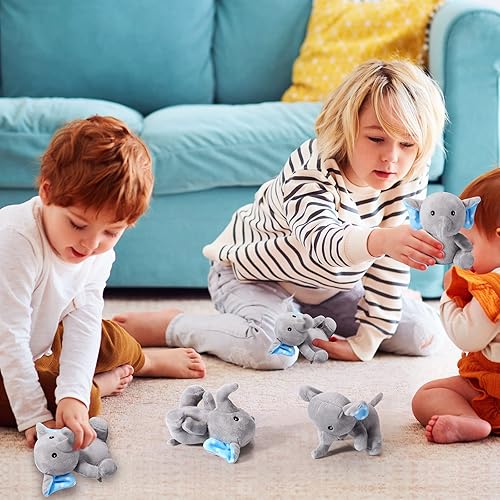 Miniatura 5 de 12 piezas de mini elefante de peluche de 4 pulgadas, pequeños y lindos juguetes de elefante de bosque suave para niños y niñas, decoración de baby