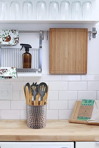 Miniatura 7 de Monarch Abode 19677 Organizador interior de cocina martillado a mano de metal para utensilios de cocina, multiusos, grande, acabado de cobre