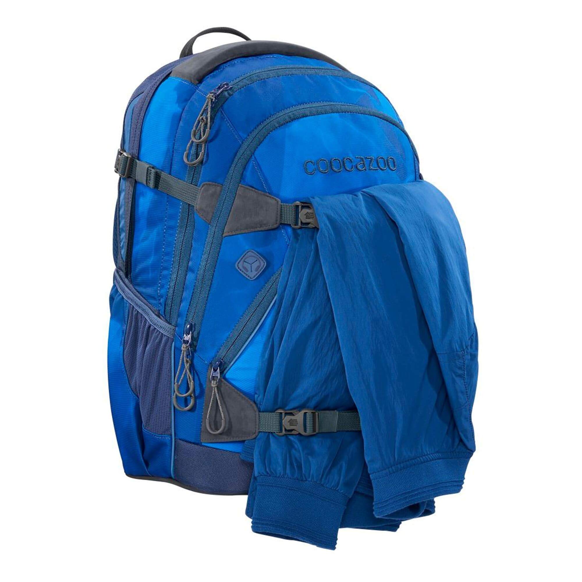 coocazoo Schulrucksack ScaleRale „OceanEmotion – Blue Bay“, blau, ergonomischer Tornister, höhenverstellbar mit Brustgurt und Hüftgurt für Mädchen ab der 5. Klasse, 30 Liter
