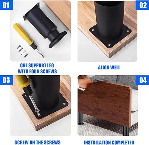 Miniatura 6 de 4 patas de soporte de cama de altura ajustable para marco de cama, pies de nivelación resistentes de 7.08 a 12.2 pulgadas, patas de soporte de marco