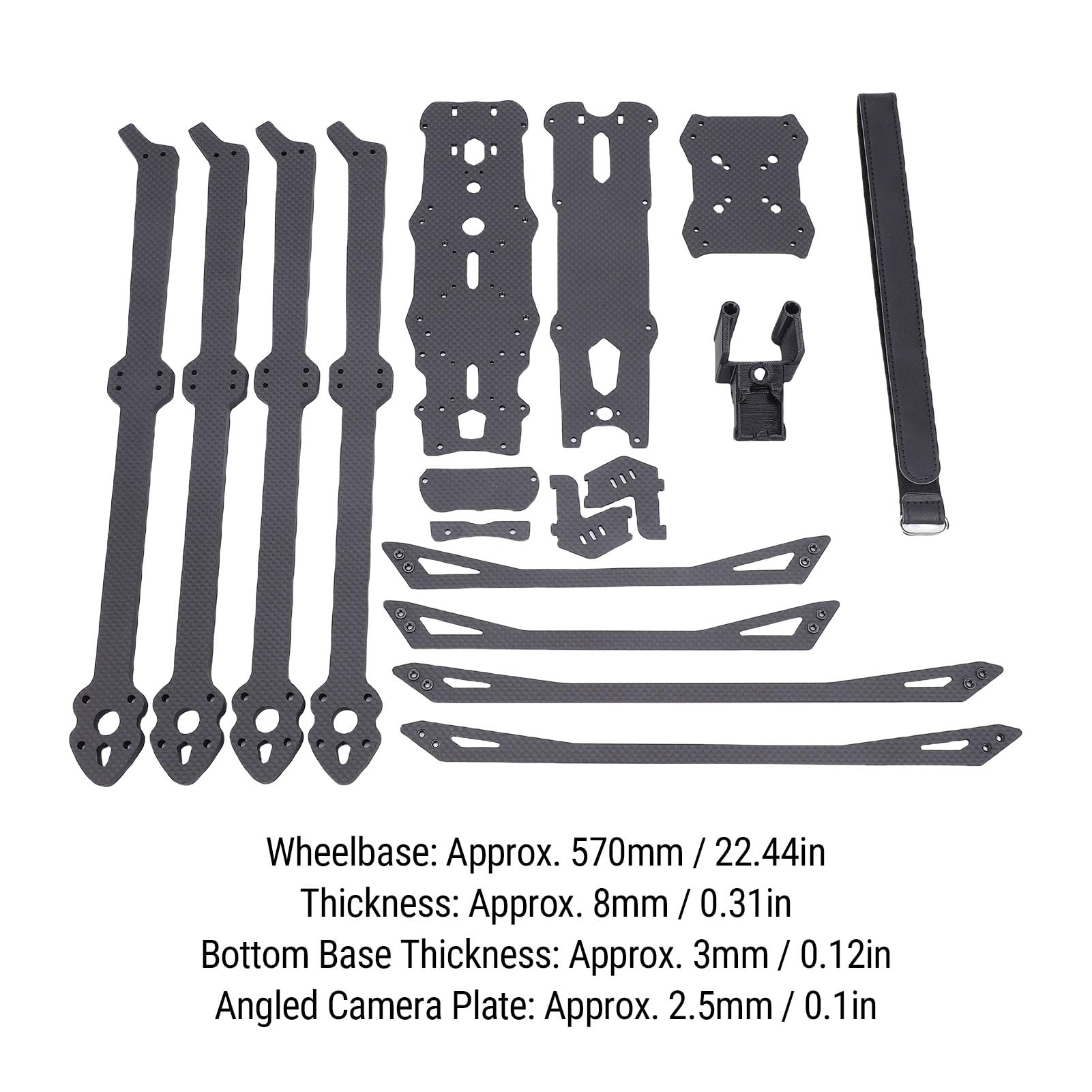 Zestaw Ramy Dronów Wyścigowych, Zestaw Ramy Quadcopter, Rozstaw Osi 570 Mm Grube Ramiona o Grubości 8 Mm z Podwójnym Montażem Kontrolera Lotu