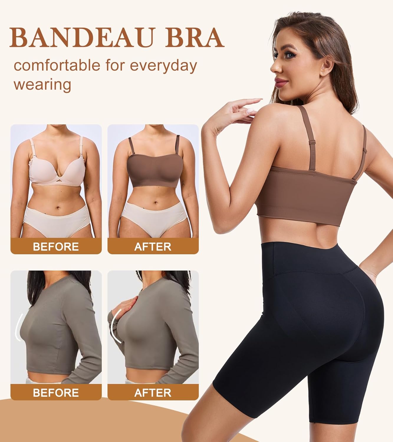 Strapless Bra for Women Seamless Non-Slip Padded Bandeau Bra Wireless Push Up Tube Top Bralette - Image 5