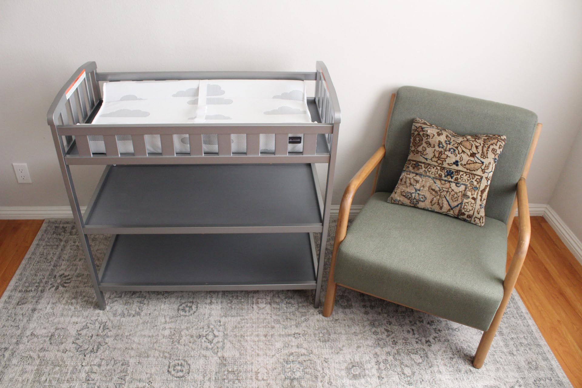 Contoured Baby Changing Pad w/Waterproof Foam Mattress, Includes 2 Soft, Removable & Washable Covers, Safety Straps, Non-Slip Bottom, Topper for Standard Size Infant Diaper Table & Dresser