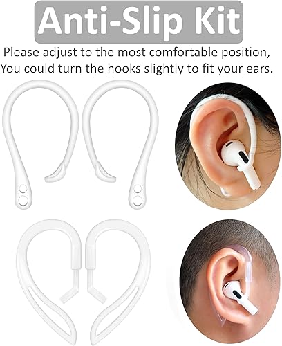 Miniatura 4 de IiEXCEL Kit de 4 pares antideslizantes compatibles con AirPods Pro 2, ganchos deportivos de silicona para las orejas y rotación de 360 de longitud