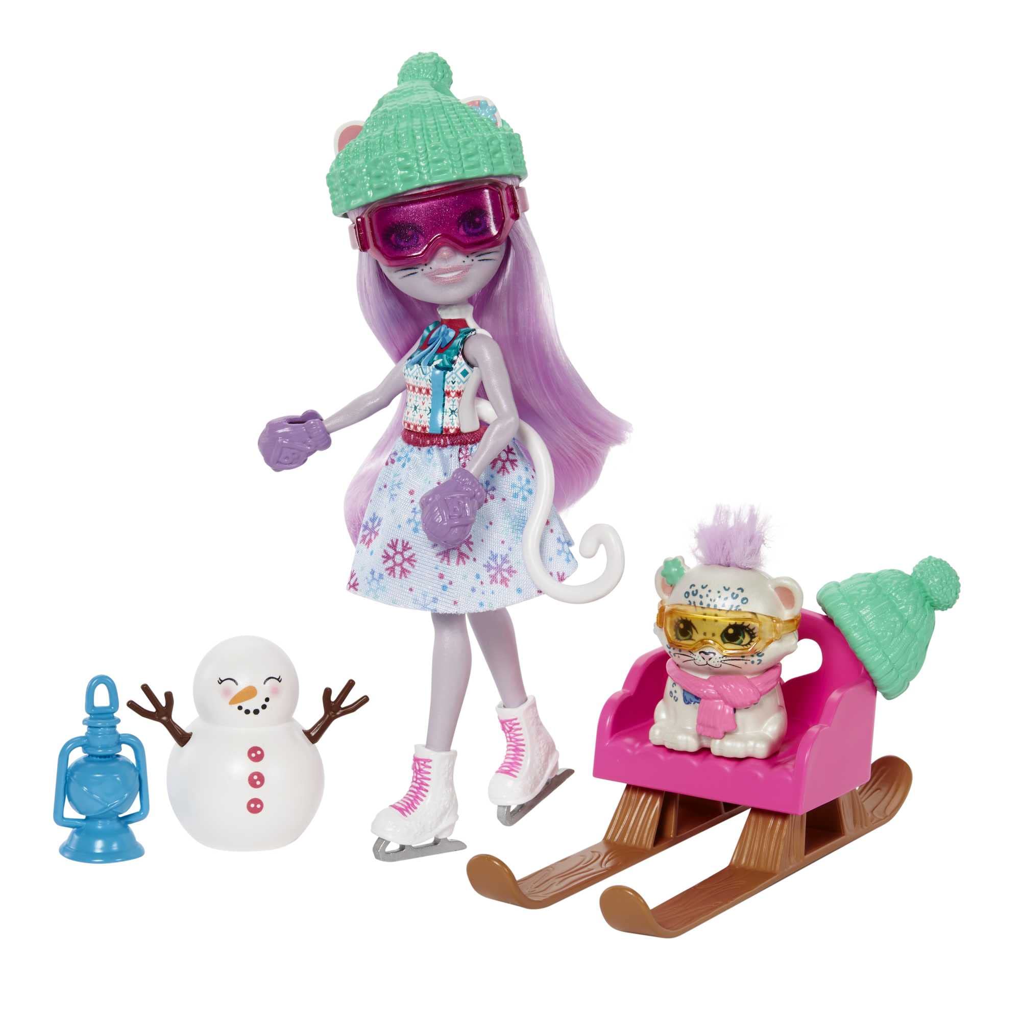 Enchantimals Adventskalender mit Sybill Schneeleopard Puppe (6-in), Tierfigur, & 24 Zubehör, tolles Geschenk für Kinder ab 4 Jahren, HHC21