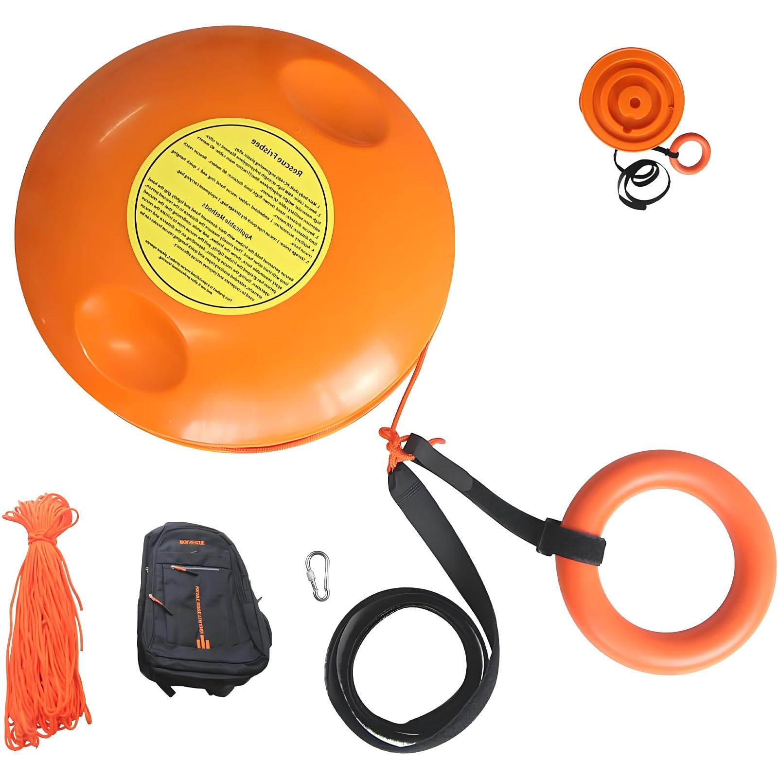 Water Rescue Throwing Disc,Symmetrical Grooves Design Frisbee+EquipmentBag
