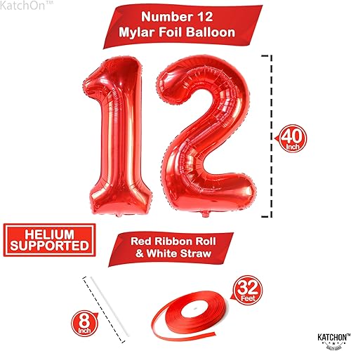 Vista 13 de KatchOn, Globo verde oscuro del número 12, 40 pulgadas, globos verdes del número 12 para decoraciones de cumpleaños de 12