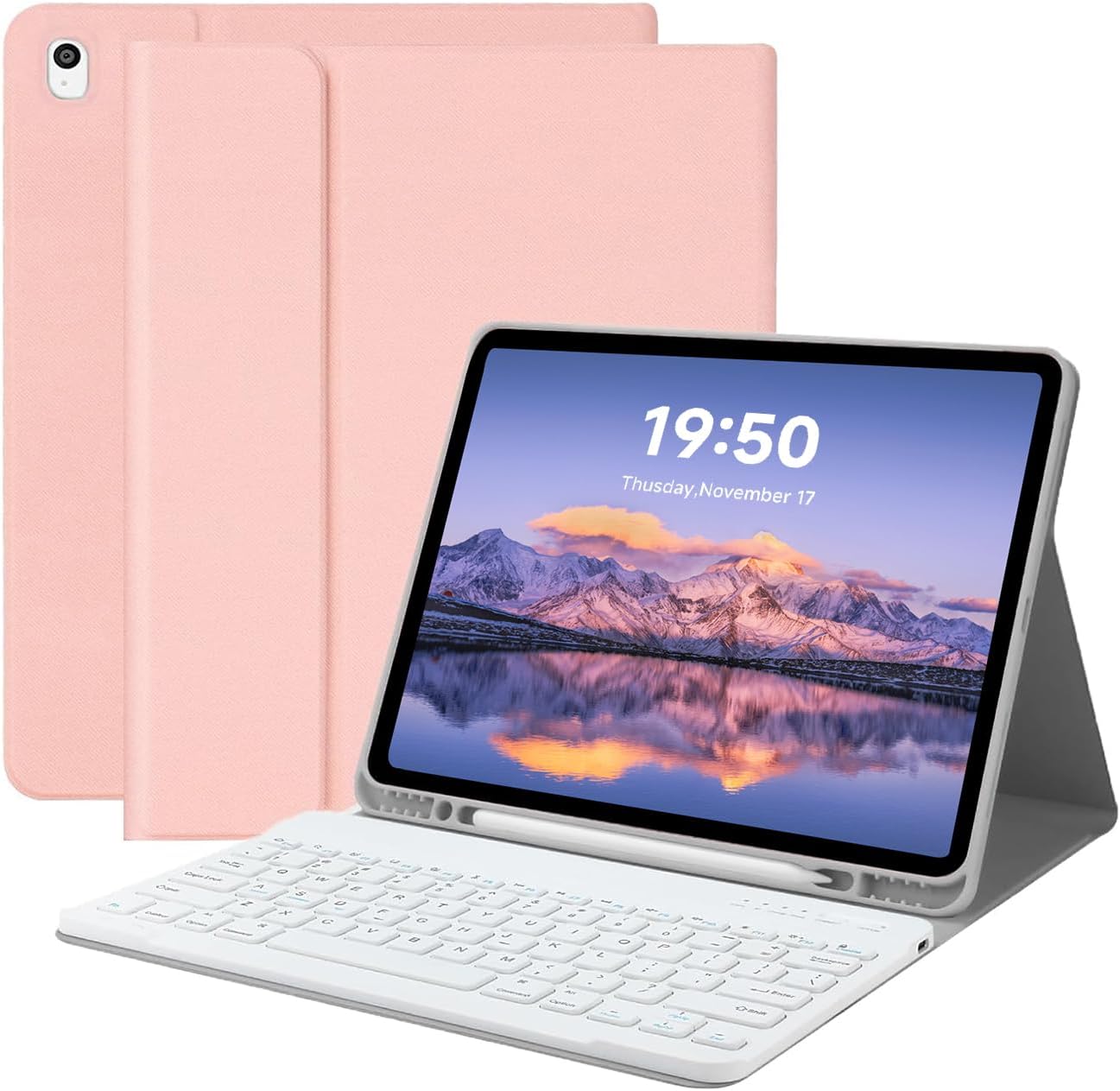 for iPad Pro 12.9 inch Detachable Keyboard Case - Rechargeable Smart Folio Cover with Pencil Holder for 1st & 2nd Generation (2015/2017), Wireless Bluetooth Typing for Work and Study, Black