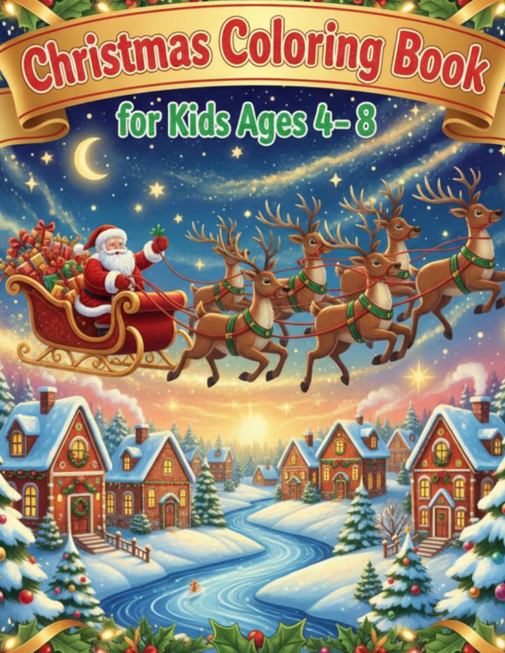 Christmas Coloring Book for Kids Ages 4–8: Fun and Easy Holiday Coloring Pages with Santa, Reindeer, Snowmen, Elves and Christmas Trees