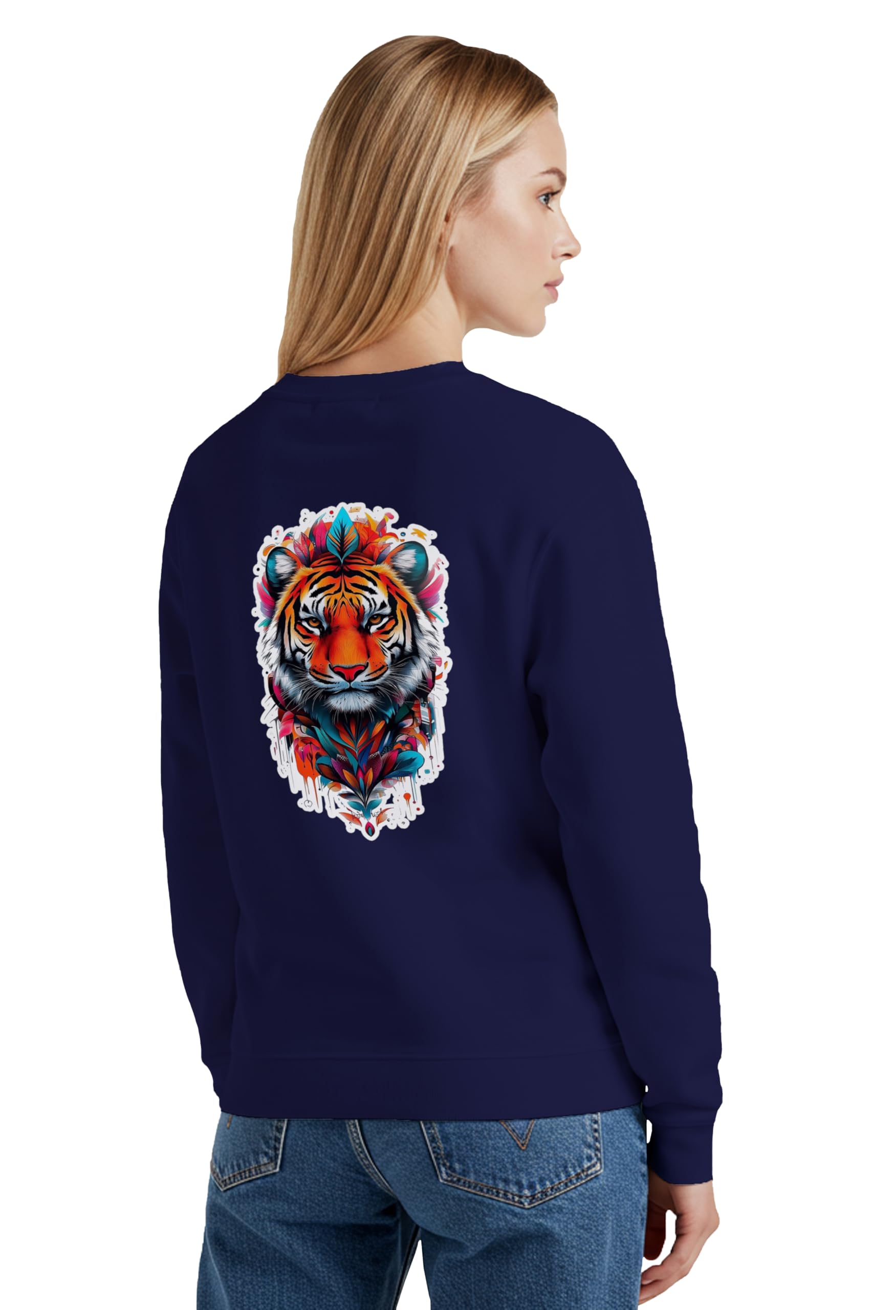 Womens Sweatshirt Colour Tiger Typographic Printed Full Sleeve Regular Fit Cotton Blend Gen Z Sweatshirt-image-32