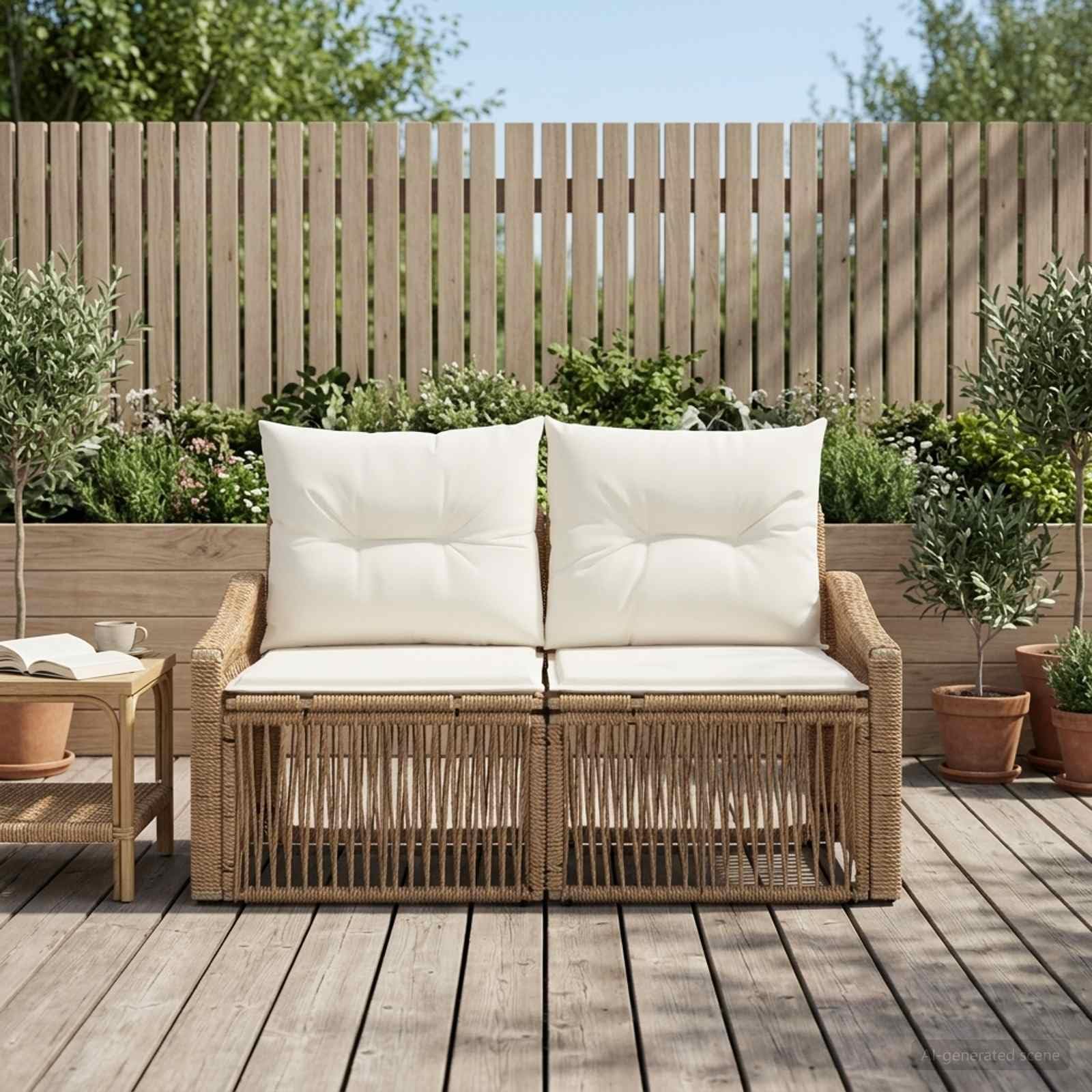vidaXL Sofa Ogrodowa 2-Liczba miejsc Beżowy polirattan