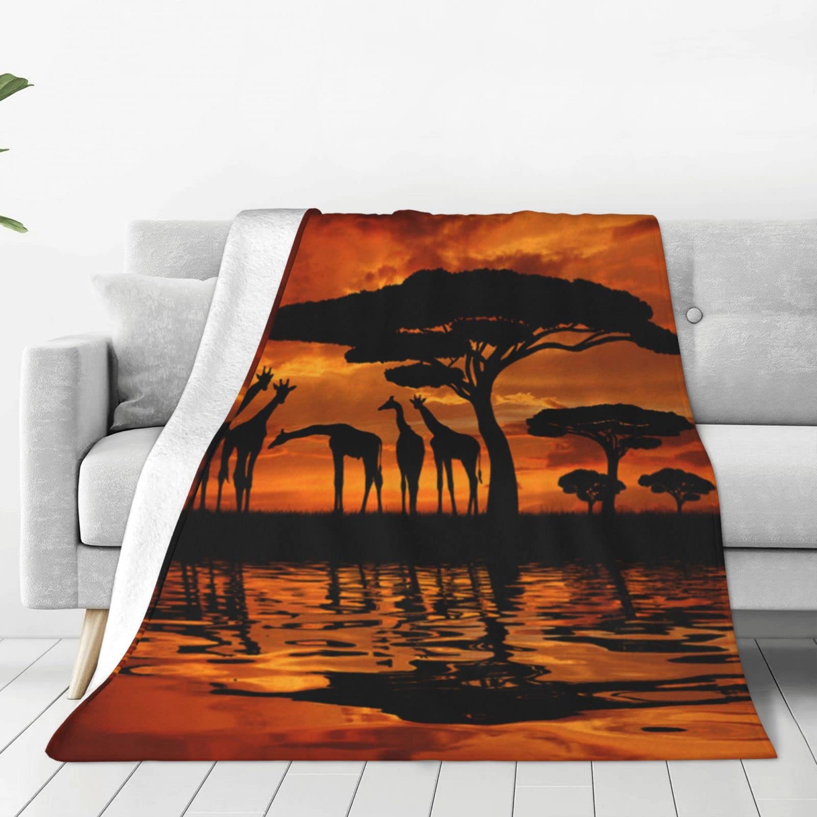 Couverture micro polaire girafe plaid chaud pour lit et canapé