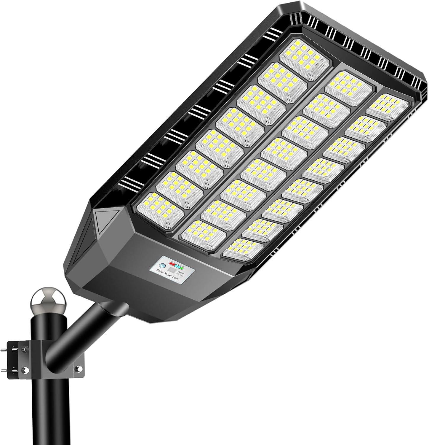 Adewalk 2000W Lampione Solare Led Esterno con Telecomando, IP66 Impermeabile Lampada Stradale Solare con Sensore di Movimento, 6500K Super Bright Lampioni da Giardino Esterno Solari per Garage Strada