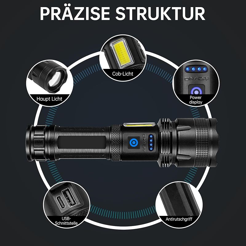 ZEUSFIRE LED Újratölthető Lámpa 2db 100000 Lumen Vízálló Taktikai Zseblámpa