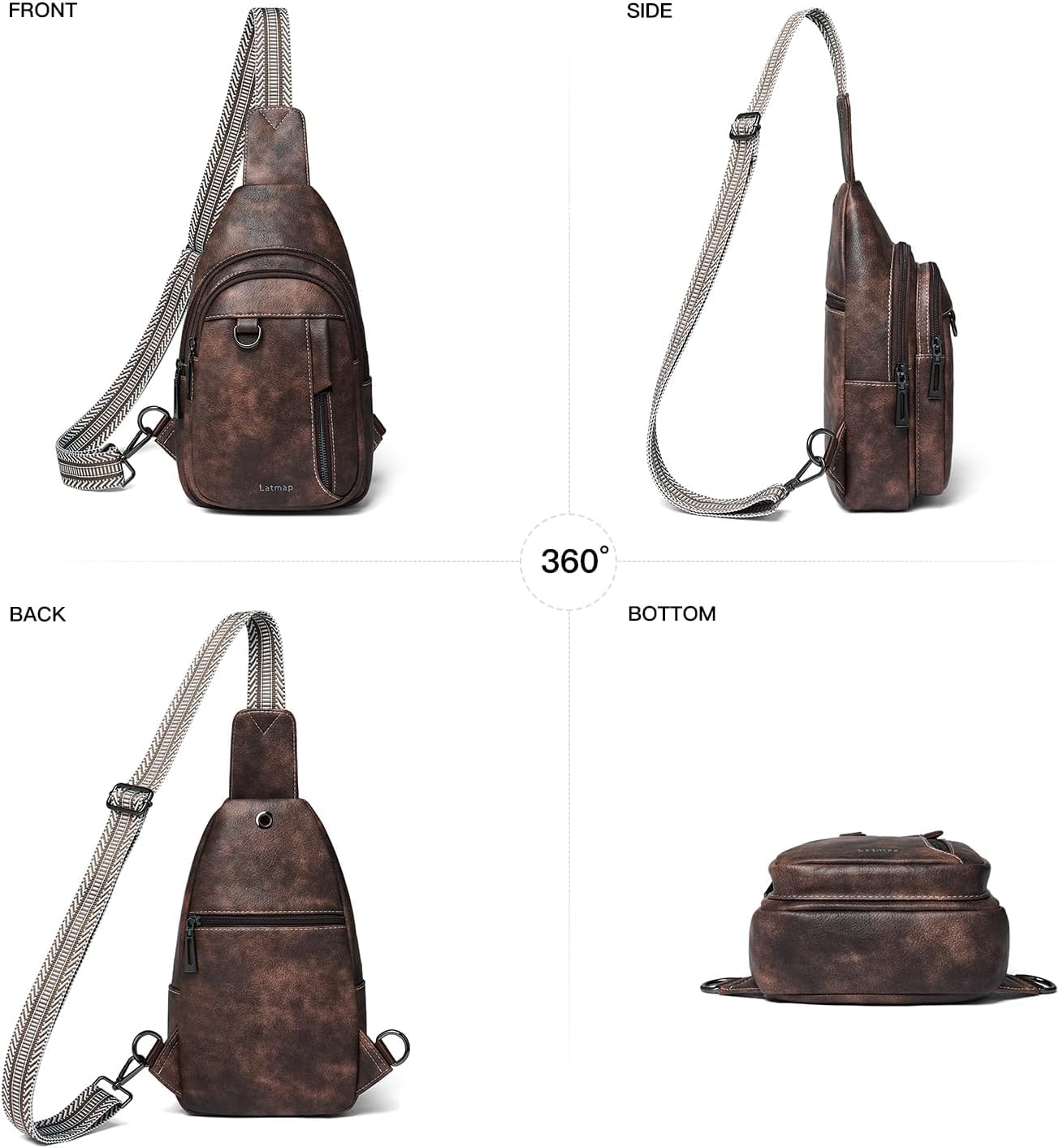 7L Sling Bag for Women Men Leather Small Sling Backpack Daypack Anti Theft Fanny Pack Crossbody Purse Travel - Image 7