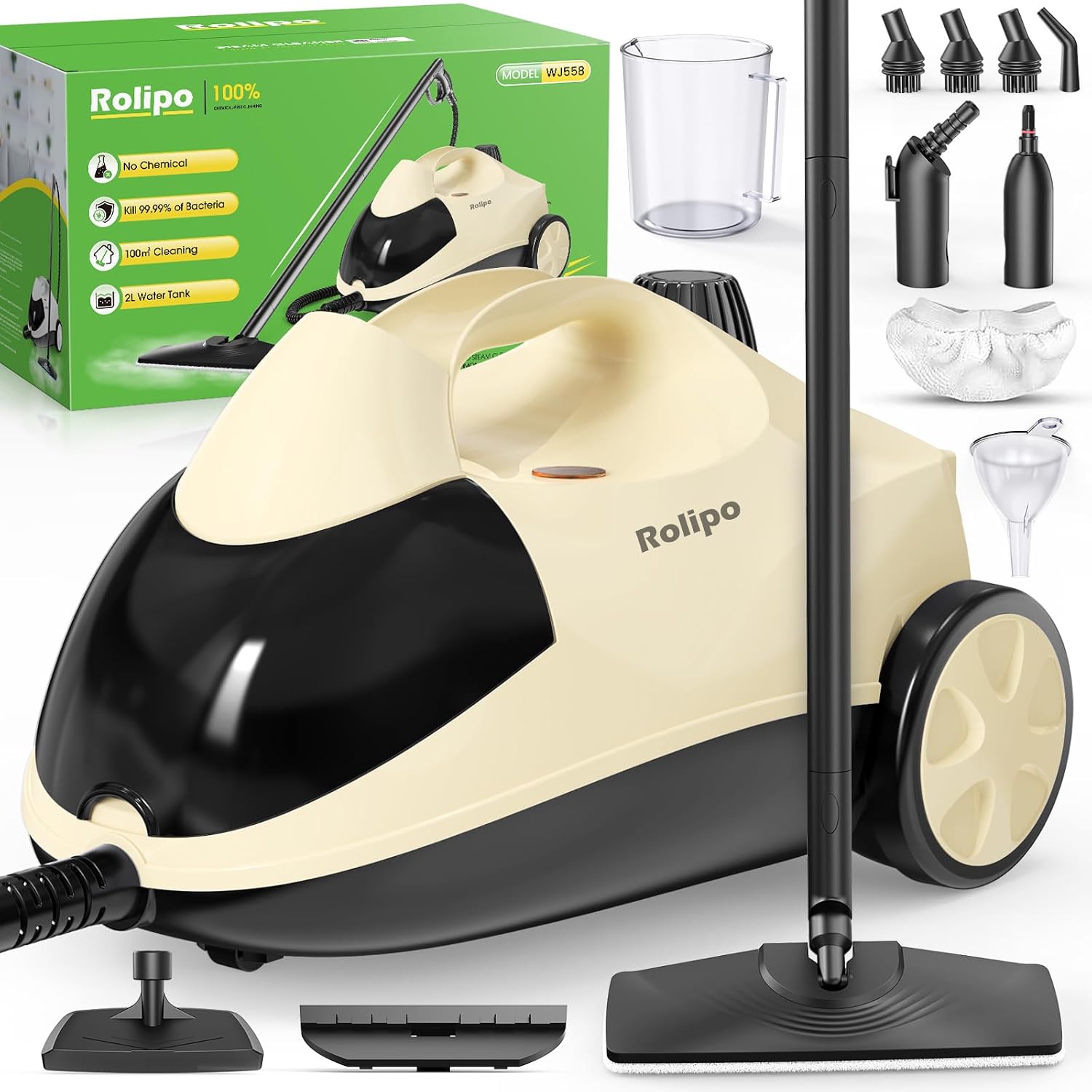  Steam Cleaner for Home, High-Temp, 99.9% Stain Removal, Full Kit
